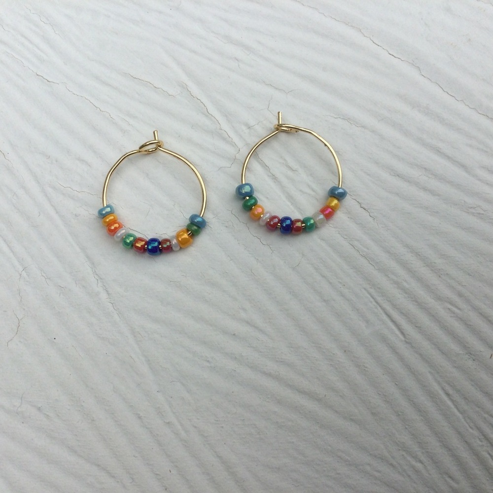 Multicolored Beaded Hoops